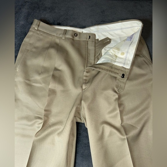 Nordstrom JB Britches Size 36W Khaki Pleated Front Business Wedding Dress Pants - Picture 8 of 11